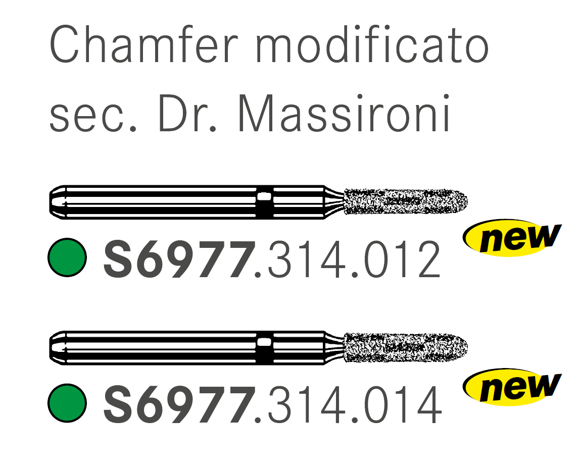Le diamantate short cilindriche a chamfer modificato ideate dal Dr. Domenico Massironi servono per facilitare la lavorazione in tutti i settori della bocca