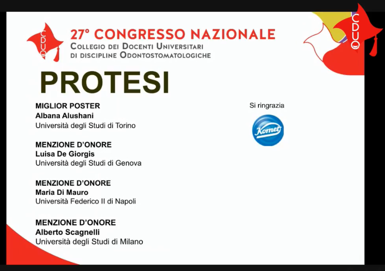Premiazione al Colleggio Docenti Universitari