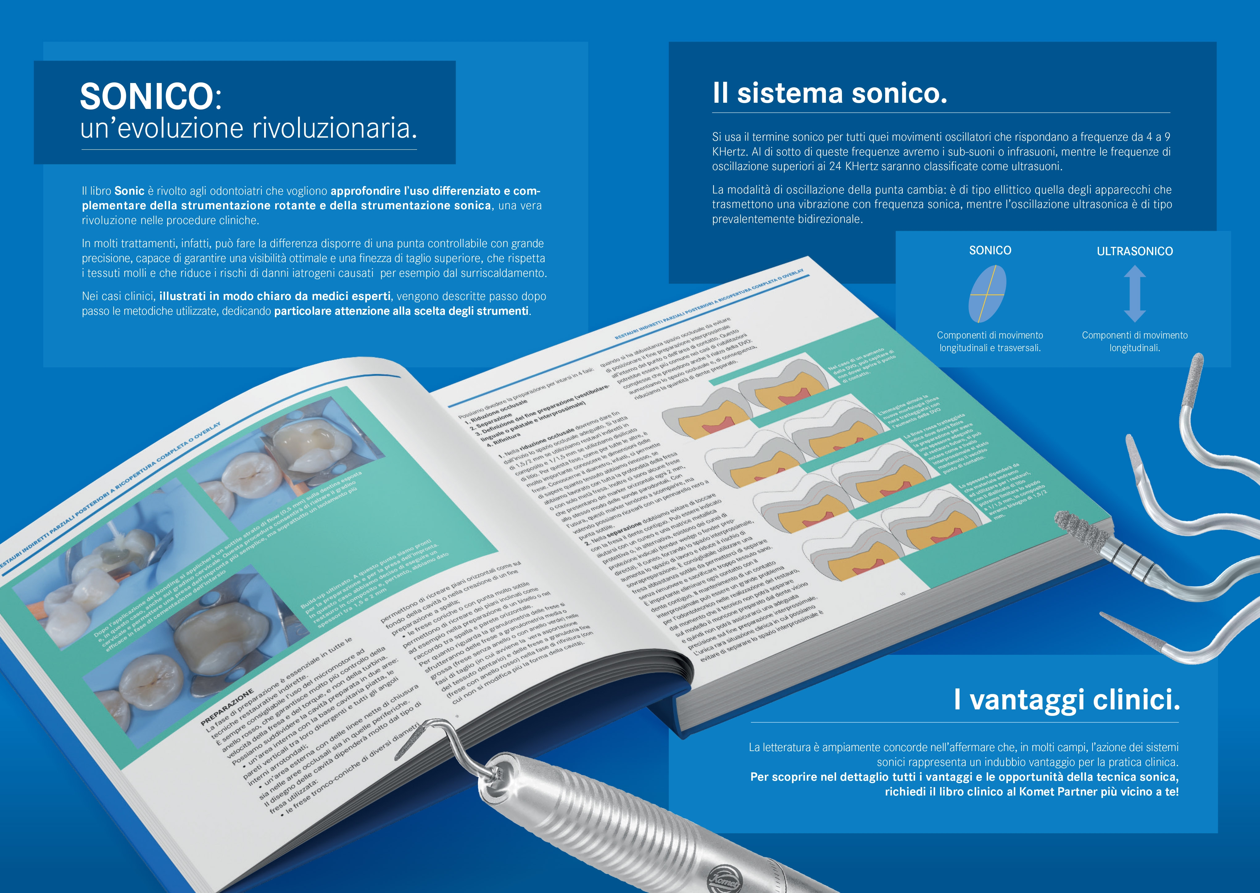 Il libro SONIC by Edra, è il primo libro al mondo sulla tecnica sonica in odontoiatria, spiega come impiegare al meglio gli inserti sonici.