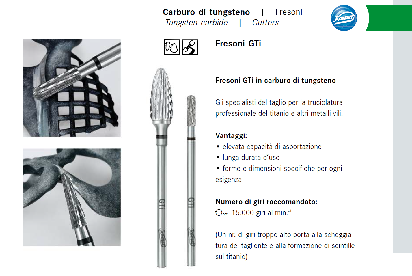 Il titanio è un materiale che si è andato affermando con sempre maggiore successo in campo dentale. Tuttavia spesso rappresenta ancora per gli odontotecnici una grande sfida a causa delle sue particolari caratteristiche. La sua elevata densità e il suo basso modulo di elasticità in fase di truciolatura causano uno sviluppo di calore maggiore e un grado di usura superiore. Lavorare il titanio rappresenta quindi una sfida per l’odontotecnico a causa della particolarità del materiale che tende a surriscaldarsi e a produrre delle scintille se lavorato in modo non corretto.