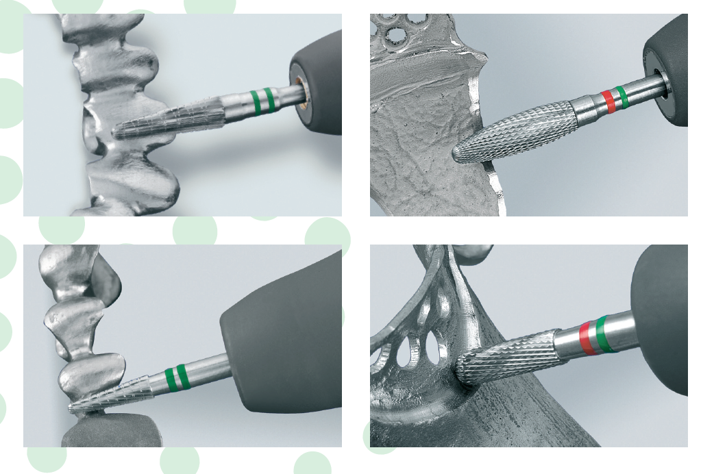 Nel laboratorio odontotecnico l'utilizzo degli strumenti rotanti è stato parzialmente ridotto a causa dell'introduzione dei moderni processi produttivi che hanno di fatto limitato le attività di fusione. Tuttavia l'utilizzo di strumenti rotanti affidabili rimane fondamentale nell'importante fase di rifinitura e lucidatura delle strutture, siano esse realizzate con processi di fusione, piuttosto che fresaggio o laser melting.